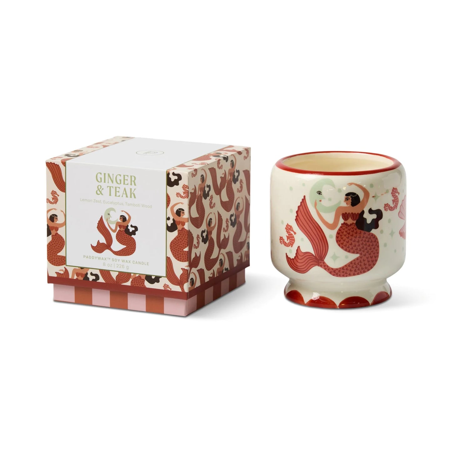 A Dopo "Mermaid & Moon" Ceramic Candle - Ginger & Teak