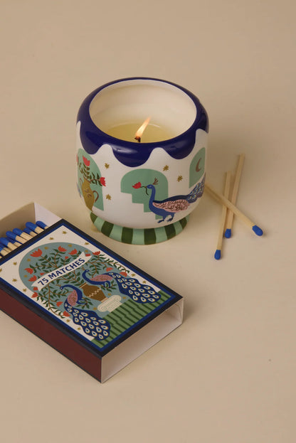 A Dopo "Peacock" Ceramic Candle - Misted Lime