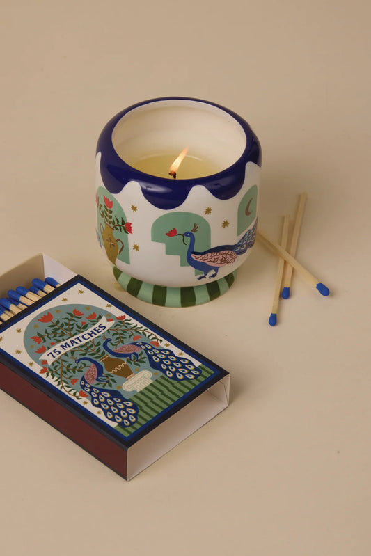 A Dopo "Peacock" Ceramic Candle - Misted Lime