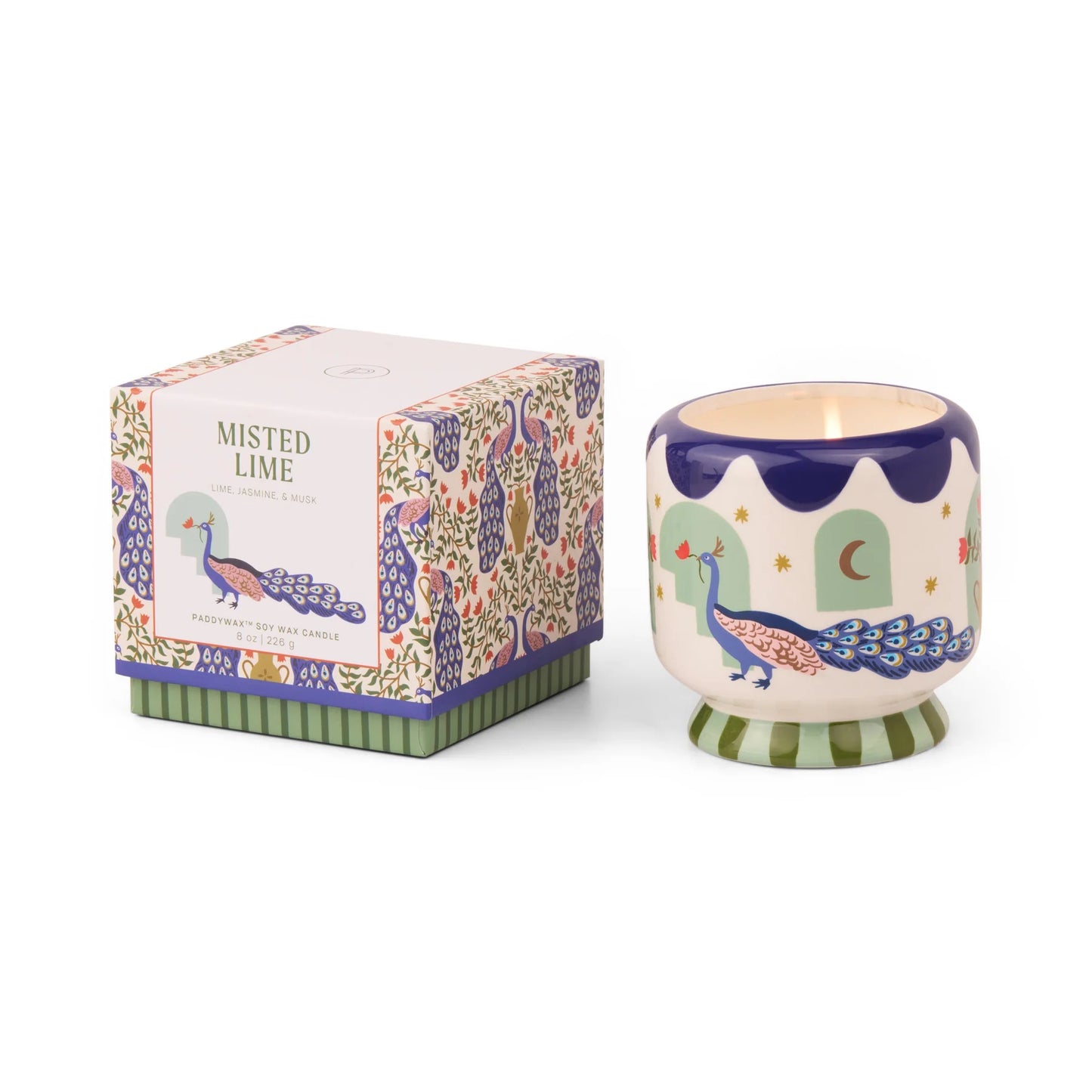 A Dopo "Peacock" Ceramic Candle - Misted Lime