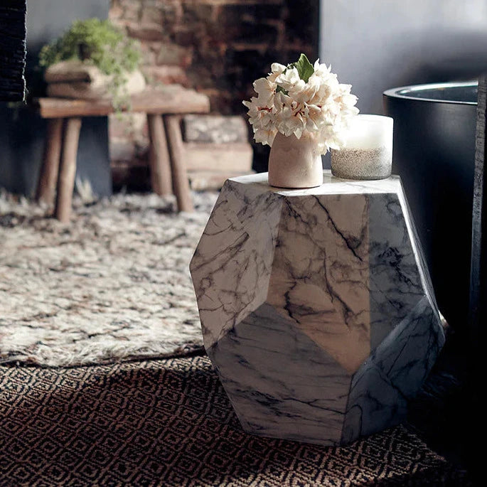 Abigail Ahern Vita Marble Geometric Side Table