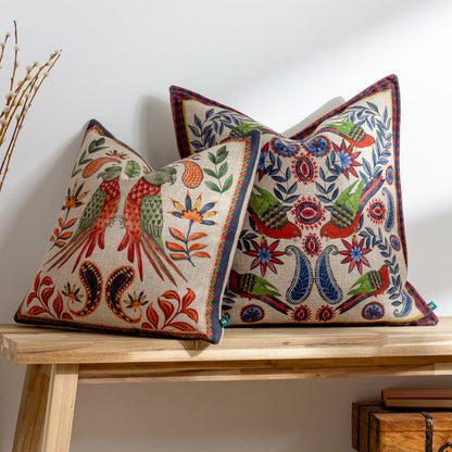 Akamba Parrot Duo Cushion - Cinnabar Red