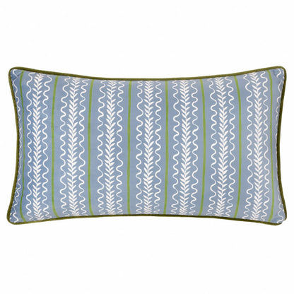 Albera Stripe Piped Velvet Cushion French Blue