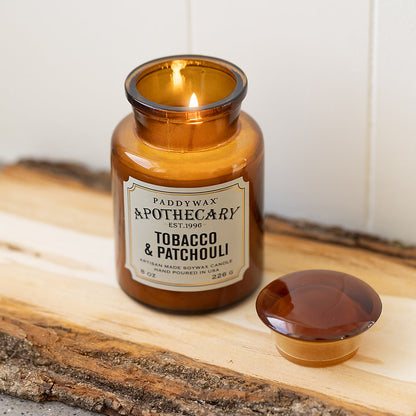 Apothecary Glass Jar Candle - Tobacco + Patchouli