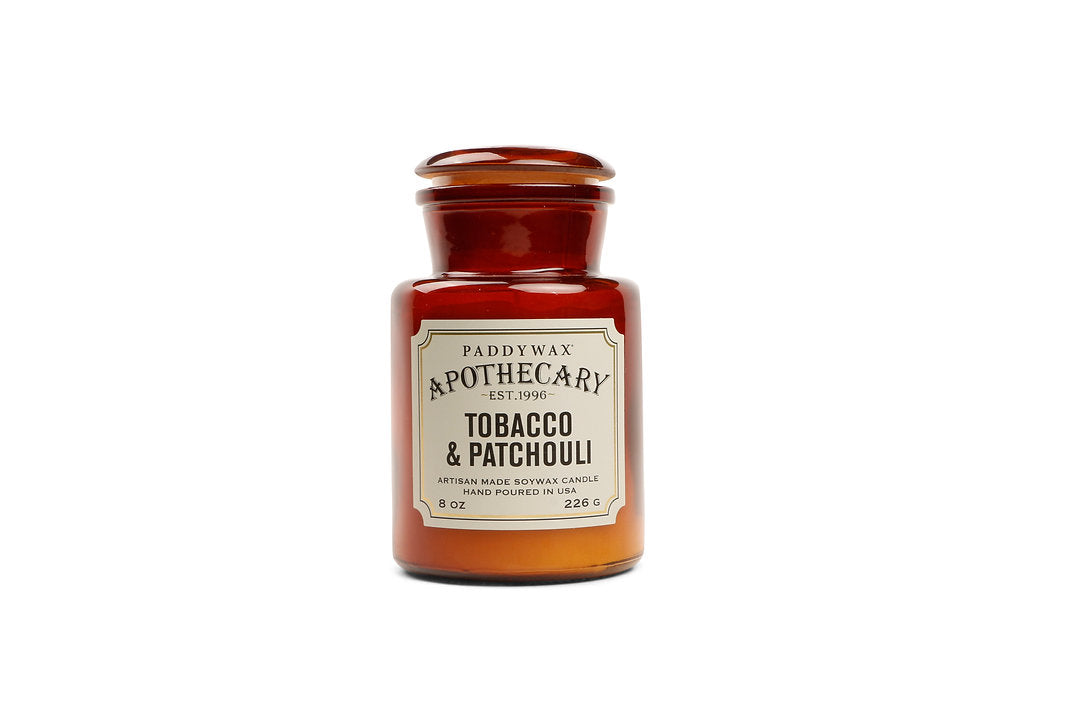 Apothecary Glass Jar Candle - Tobacco + Patchouli