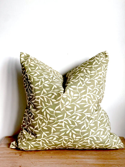Olive Leaf Print Square Cushion