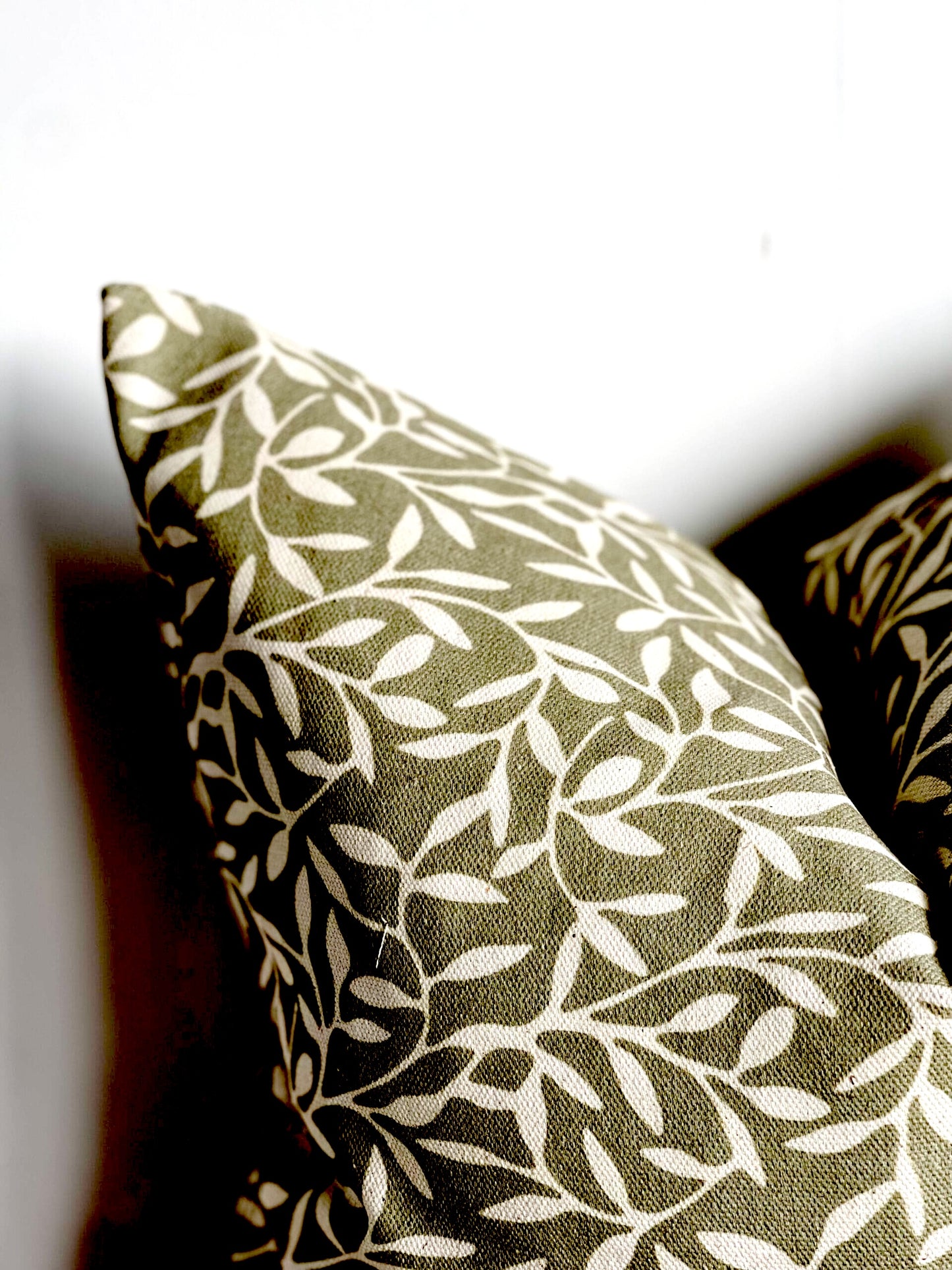 Olive Leaf Print Square Cushion