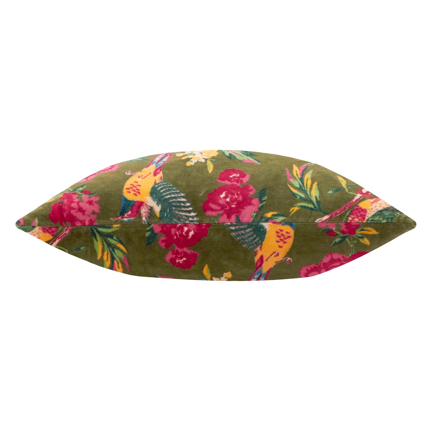 Aviary Velvet Cushion - Olive Green