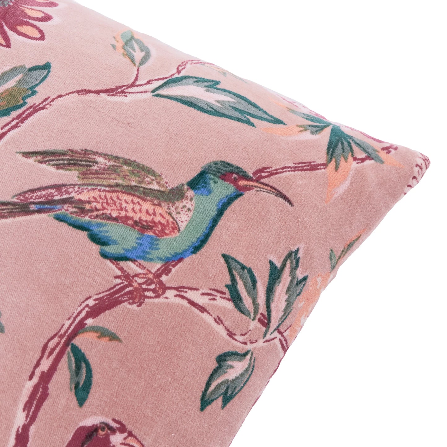 Aviary Velvet Cushion - Blushed Rose