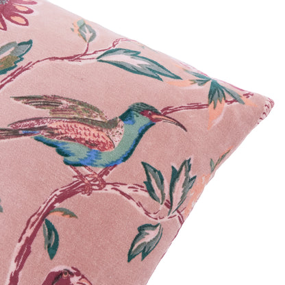 Aviary Velvet Cushion - Blushed Rose