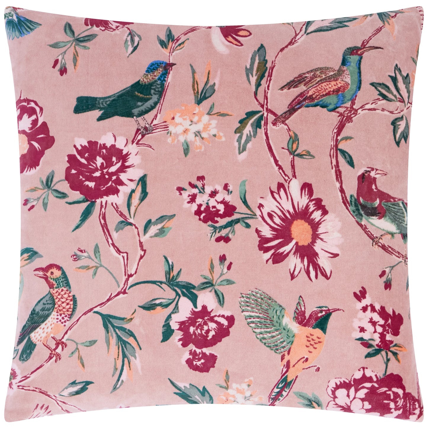 Aviary Velvet Cushion - Blushed Rose