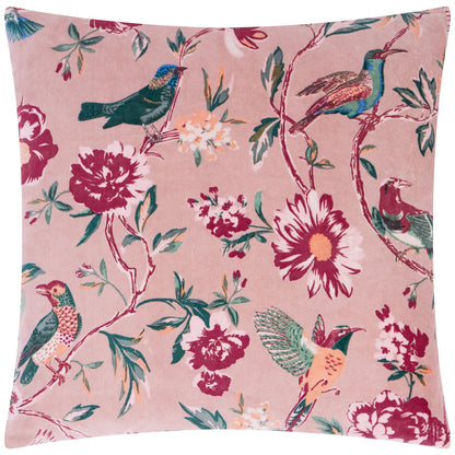Aviary Velvet Cushion - Blushed Rose