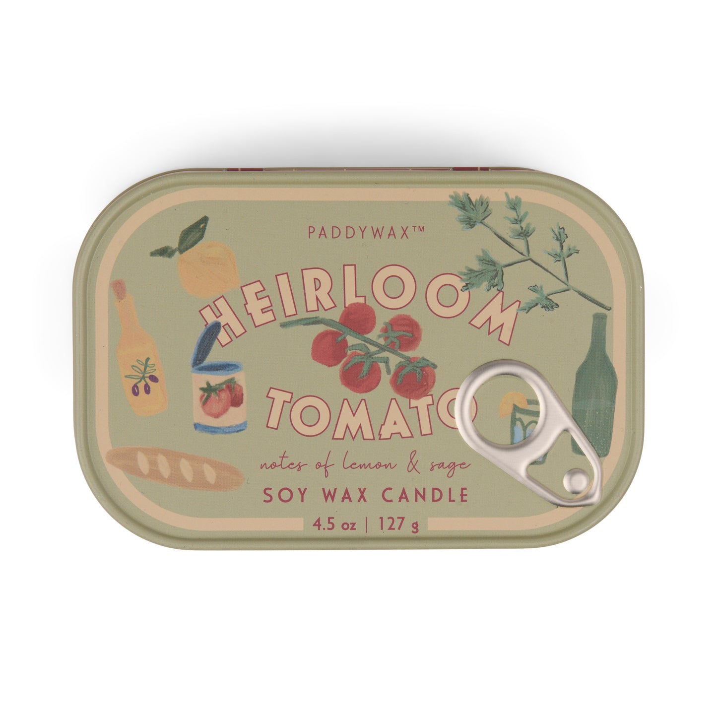 Heirloom Tomato Embossed Bistro Printed Tin Candle