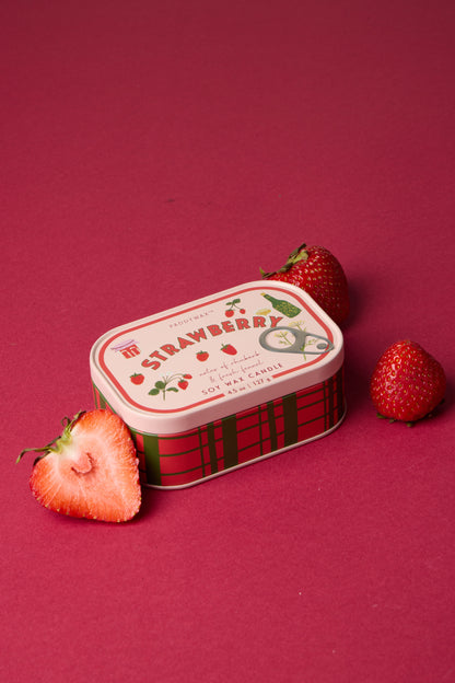 Bistro Strawberry Printed Tin Candle - Strawberry