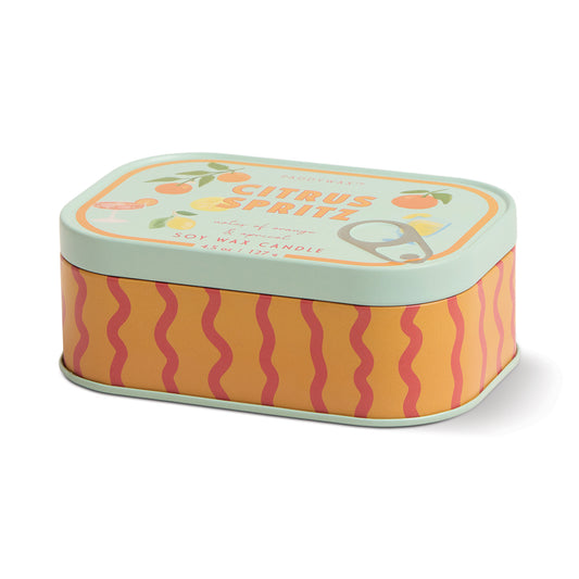 Bistro Orange Printed Tin Candle - Orange Citrus Spritz