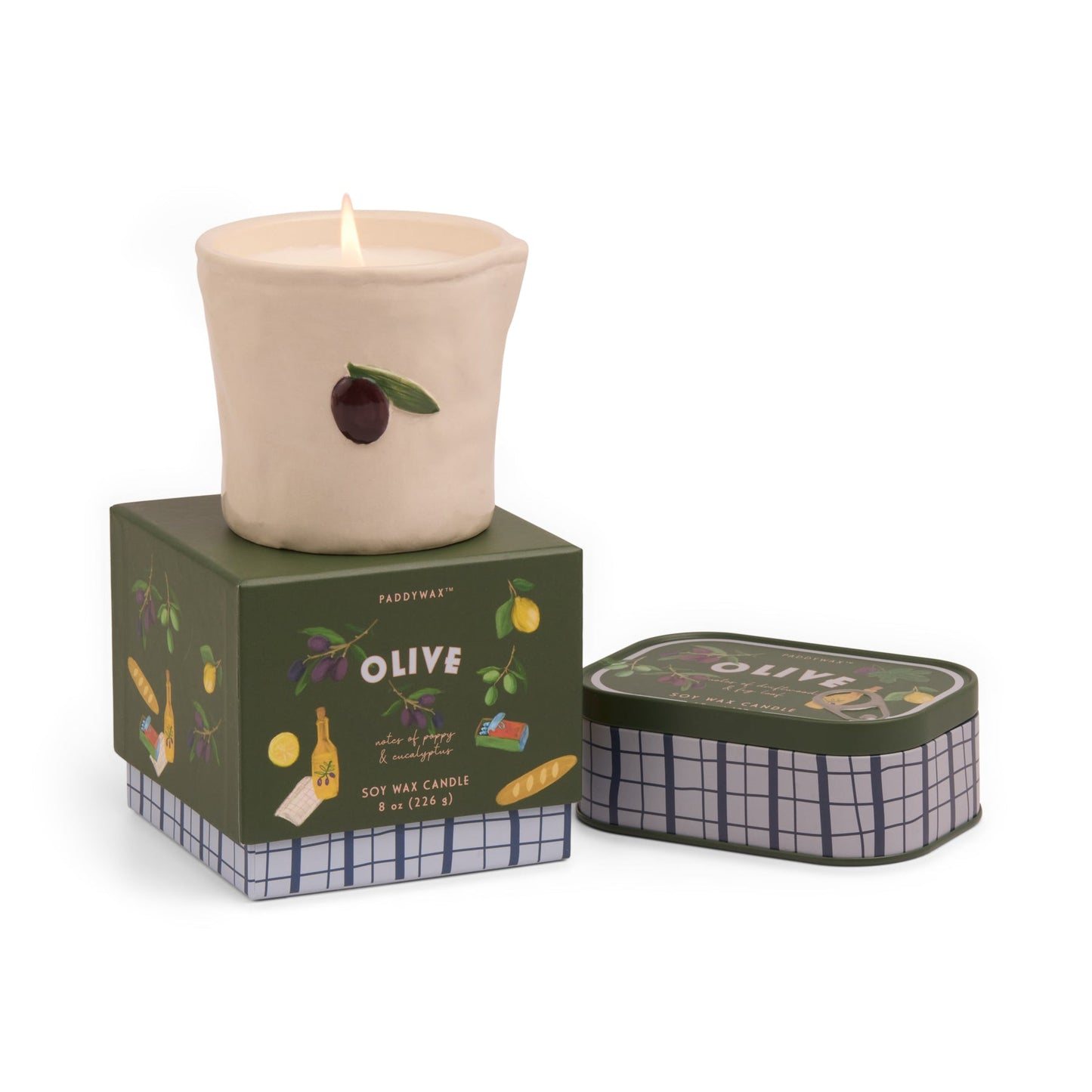 Fig Olive Embossed Bistro Ceramic Boxed Candle