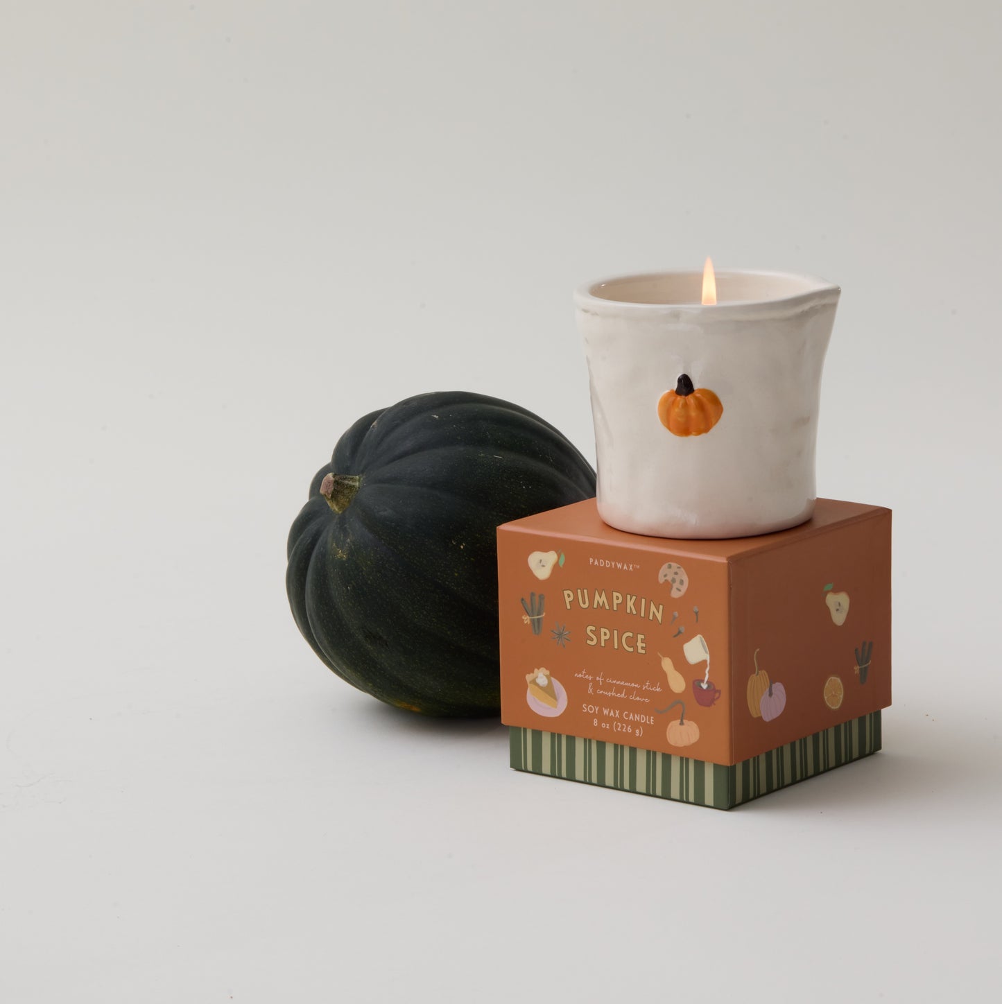 Bistro Pumpkin Embossed Ceramic Candle - Pumpkin Spice