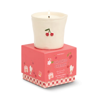 Bistro Cherry Embossed Ceramic Candle - Smoked Cherry