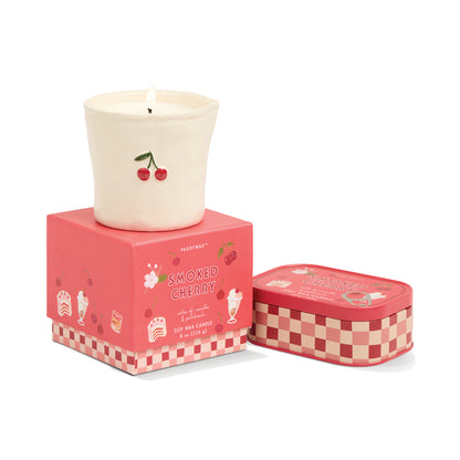Bistro Cherry Embossed Ceramic Candle - Smoked Cherry