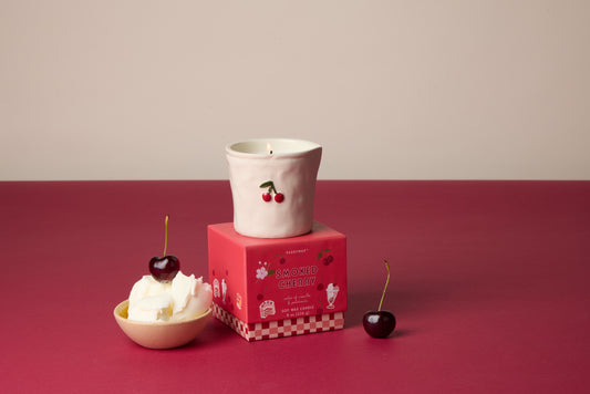 Bistro Cherry Embossed Ceramic Candle - Smoked Cherry