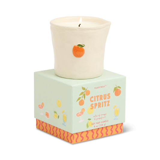 Bistro Orange Embossed Ceramic Candle - Citrus Spritz