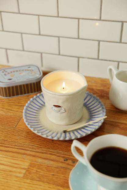 Bistro Cappuccino Embossed Ceramic Candle - Chocolate & Cherry