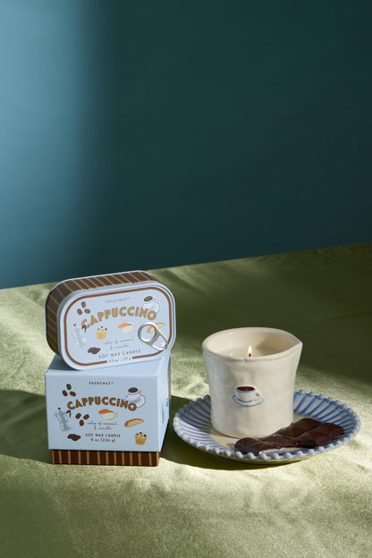 Bistro Cappuccino Embossed Ceramic Candle - Chocolate & Cherry