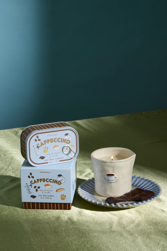 Bistro Cappuccino Embossed Ceramic Candle - Chocolate & Cherry