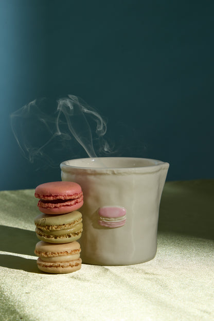 Bistro Macaron Embossed Ceramic Candle - Amber & Pistachio
