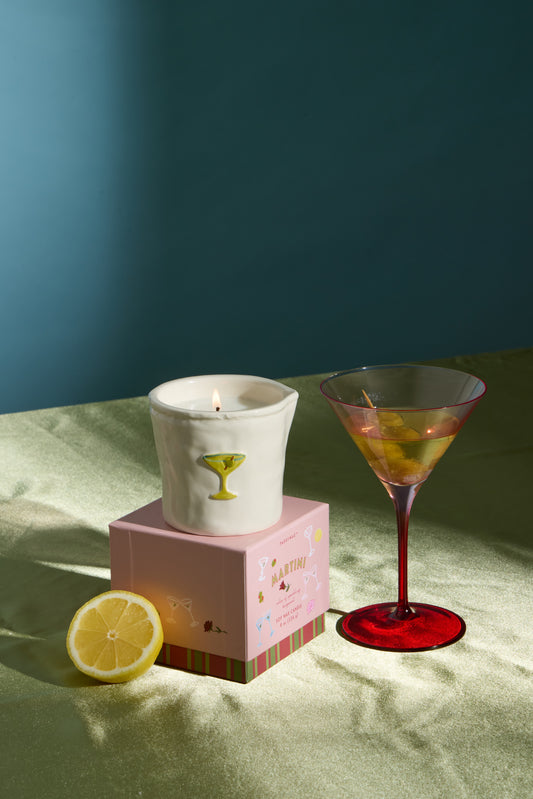 Bistro Martini Embossed Ceramic Candle - Lemon & Violet