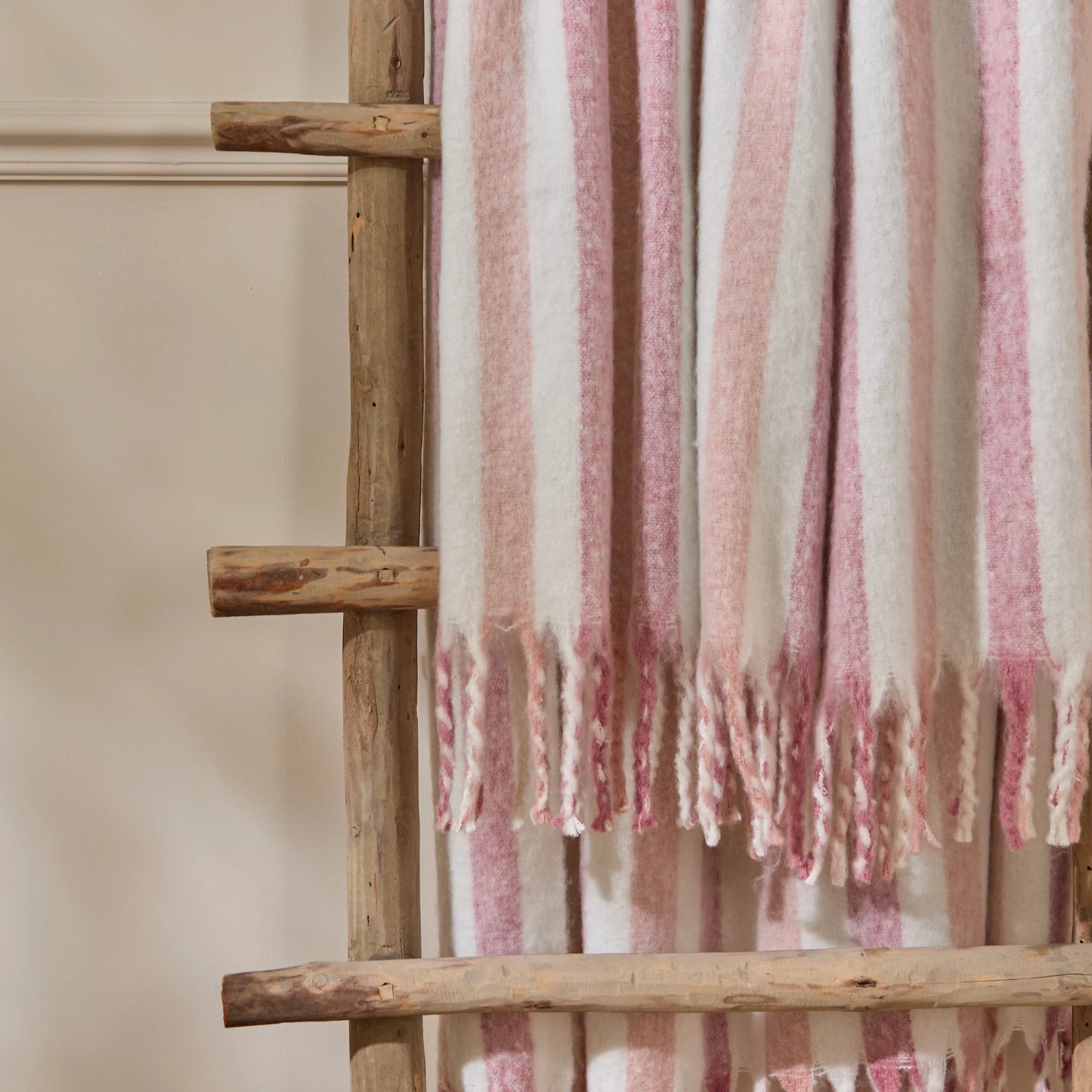 Beechwood Woven Pink Stripe Throw