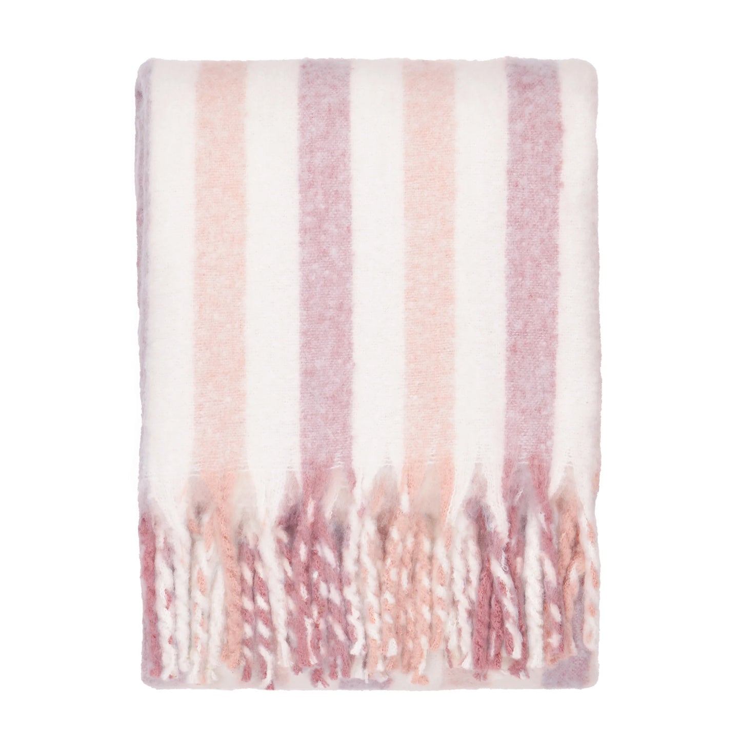 Beechwood Woven Pink Stripe Throw