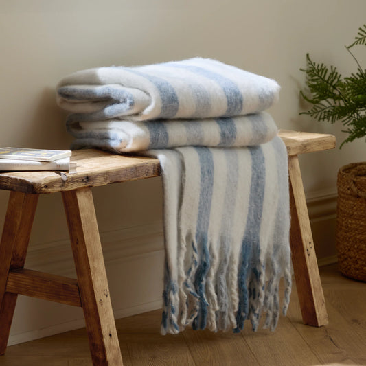 Beechwood Woven Blue Stripe Throw