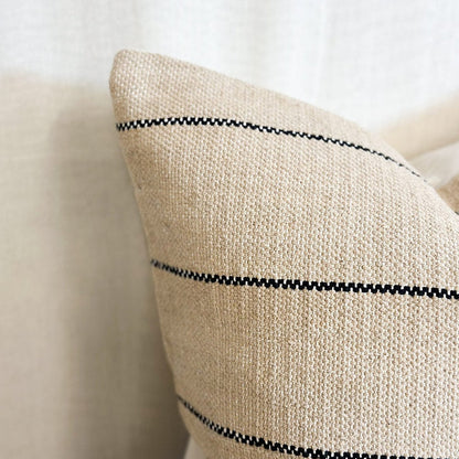 Beige & Black Stripe Luxe Cotton Cushion