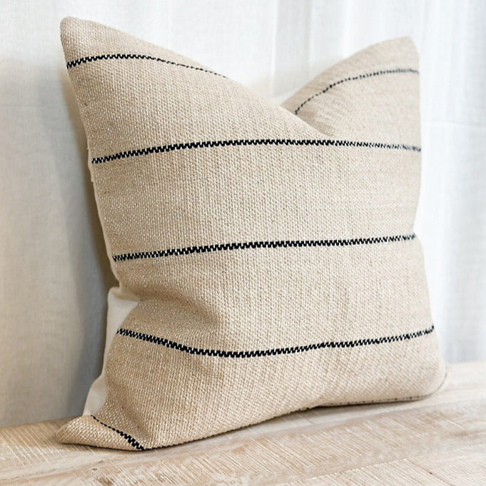 Beige & Black Stripe Luxe Cotton Cushion