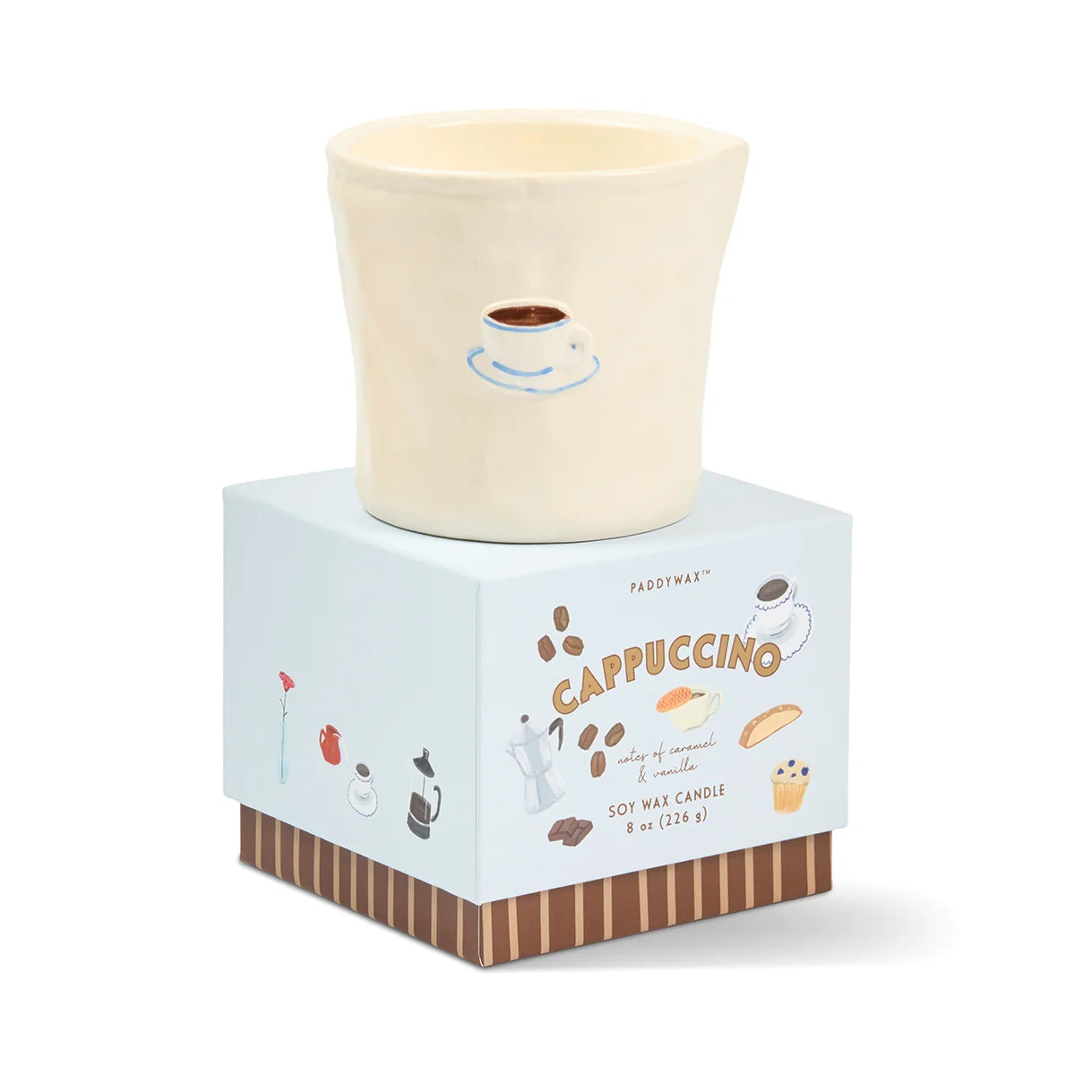 Bistro Cappuccino Embossed Ceramic Candle - Chocolate & Cherry