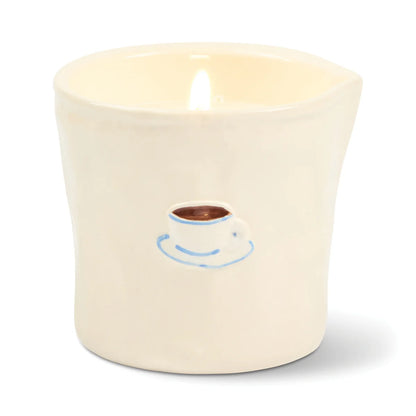 Bistro Cappuccino Embossed Ceramic Candle - Chocolate & Cherry
