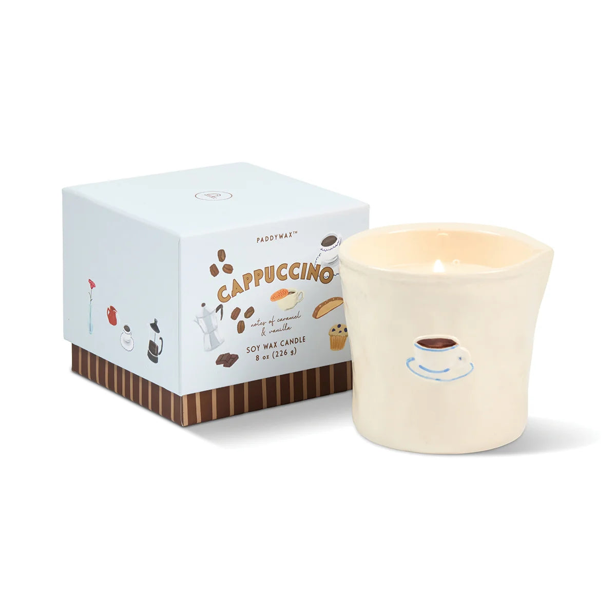 Bistro Cappuccino Embossed Ceramic Candle - Chocolate & Cherry