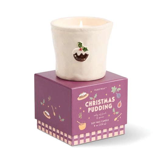 Bistro Christmas Pudding Embossed Ceramic Candle - Fruit & Spices