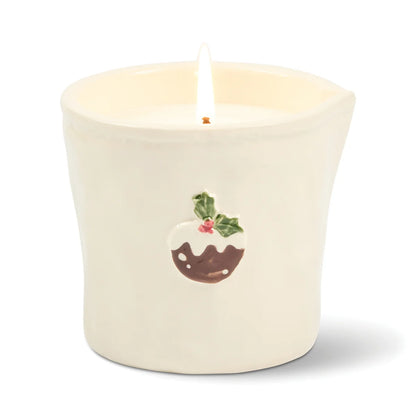 Bistro Christmas Pudding Embossed Ceramic Candle - Fruit & Spices