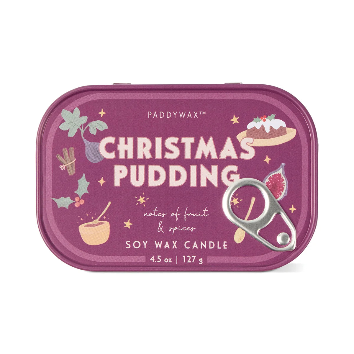 Bistro Christmas Pudding Printed Tin Candle - Fruit & Spices