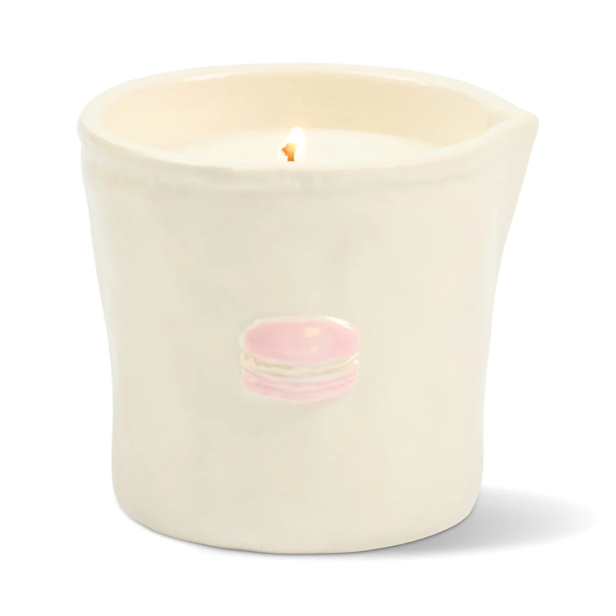 Bistro Macaron Embossed Ceramic Candle - Amber & Pistachio
