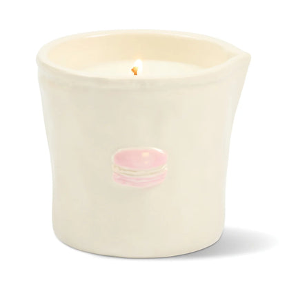 Bistro Macaron Embossed Ceramic Candle - Amber & Pistachio