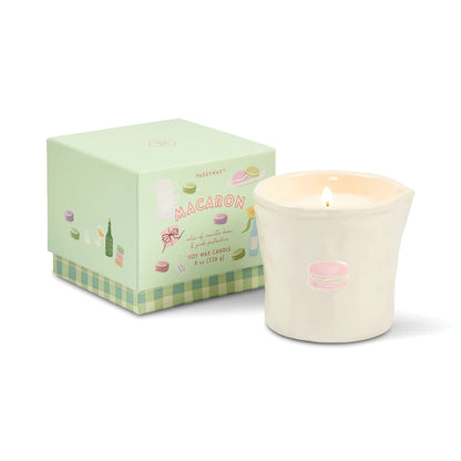 Bistro Macaron Embossed Ceramic Candle - Amber & Pistachio