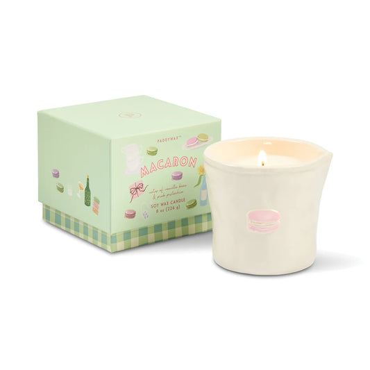 Bistro Macaron Embossed Ceramic Candle - Amber & Pistachio