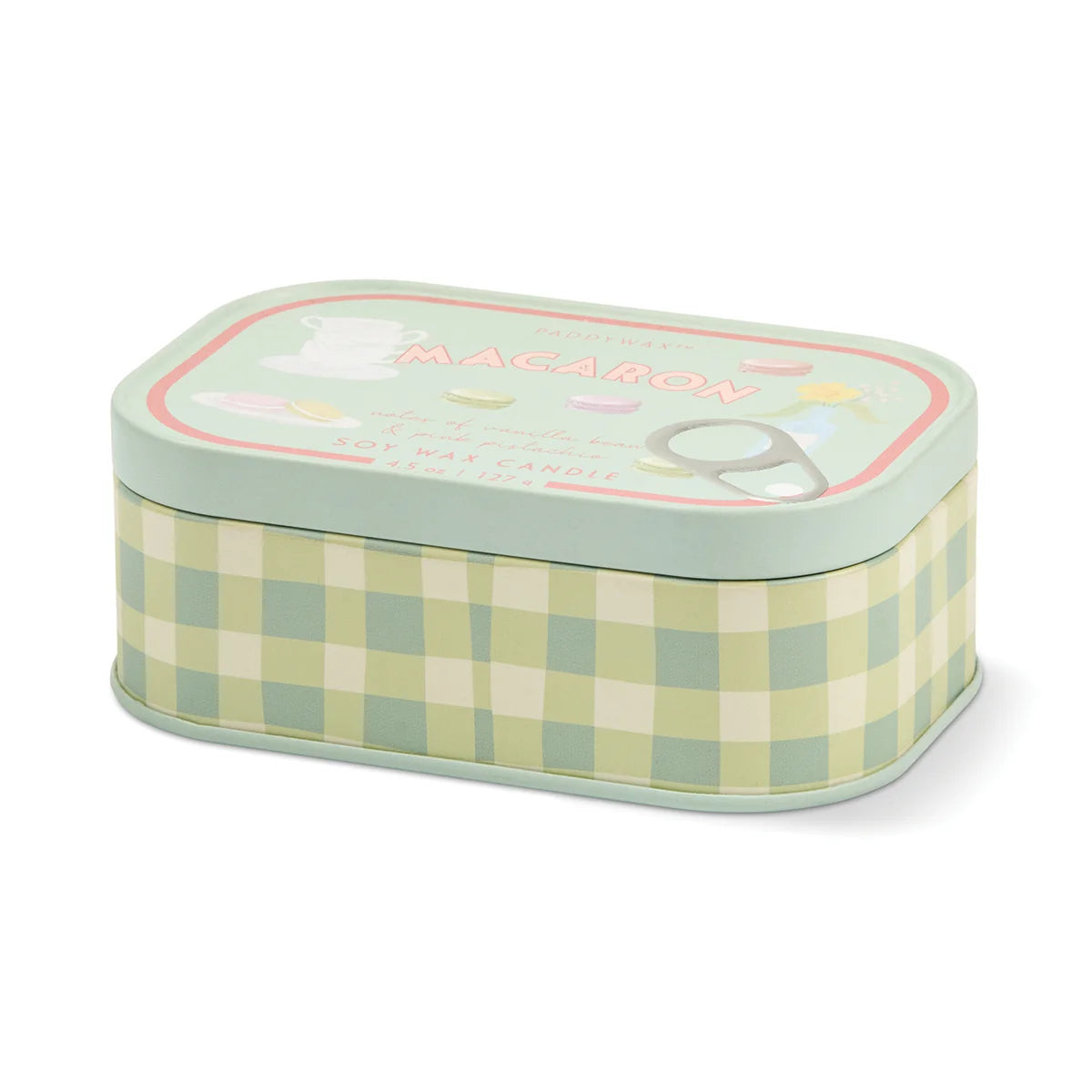 Bistro Macaron Printed Tin Candle - Amber & Pistachio