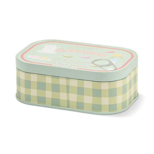 Bistro Macaron Printed Tin Candle - Amber & Pistachio