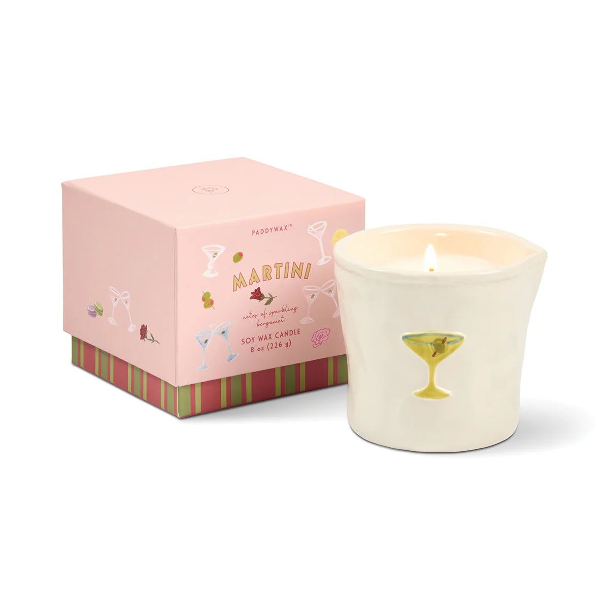 Bistro Martini Embossed Ceramic Candle - Lemon & Violet