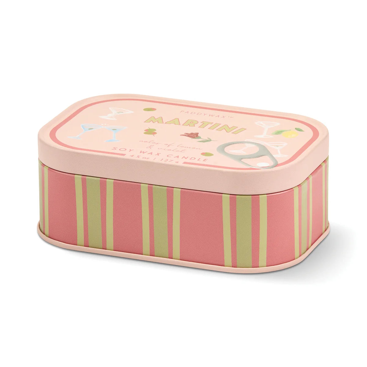 Bistro Martini Printed Tin Candle - Lemon & Violet