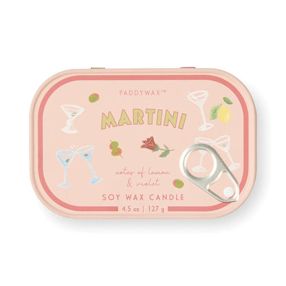 Bistro Martini Printed Tin Candle - Lemon & Violet